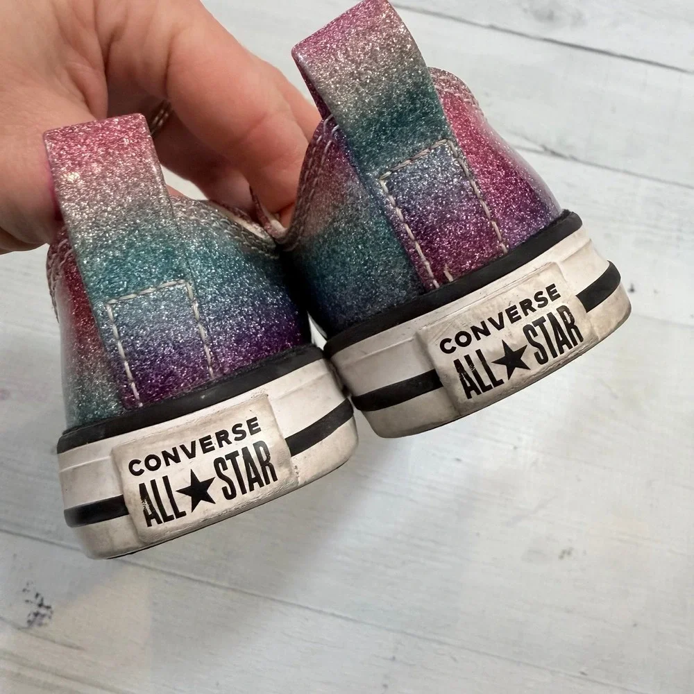 Converse‎ girls blue pink purple shimmer shoes little kids size 5